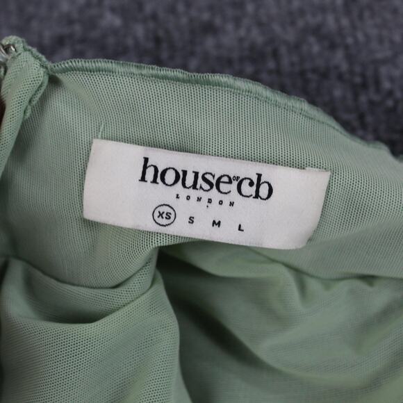 House Of CB Dress XS Dylan Green Colour Ivy Printed Mesh Lace Up Mini Sexy Party - Picture 11 of 16